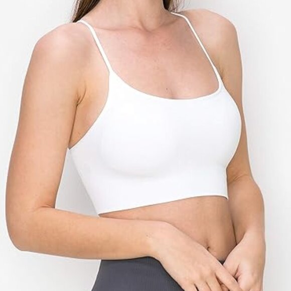 Kurve Bralette SET of 2 Sports Bra White Cream Nude Cami Tank Top Racerback Crop - Picture 3 of 10